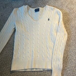 Polo Ralph Lauren White Cable Knit Sweater
